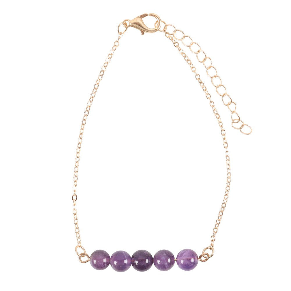 Amethyst Crystal Beaded Chain Bracelet