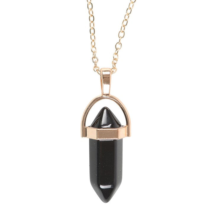 Black Obsidian Crystal Pendant Necklace