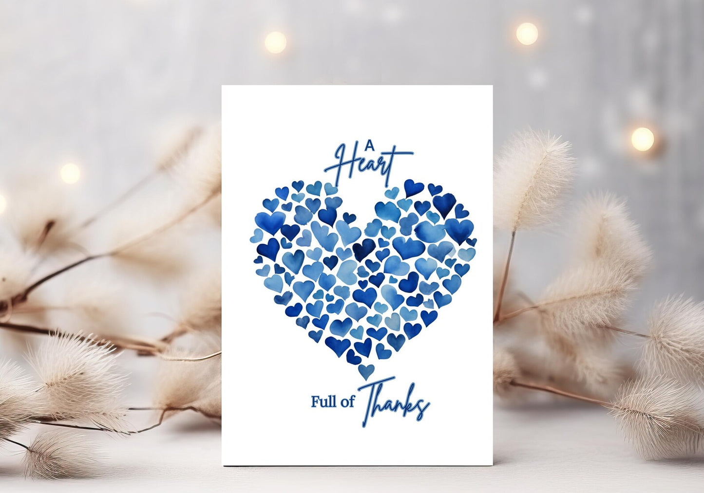 Blue Heart Thank You Card