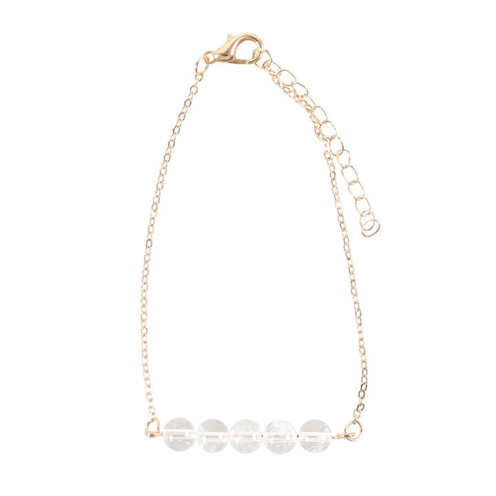 Clear Quartz Crystal Beaded Chain Bracelet