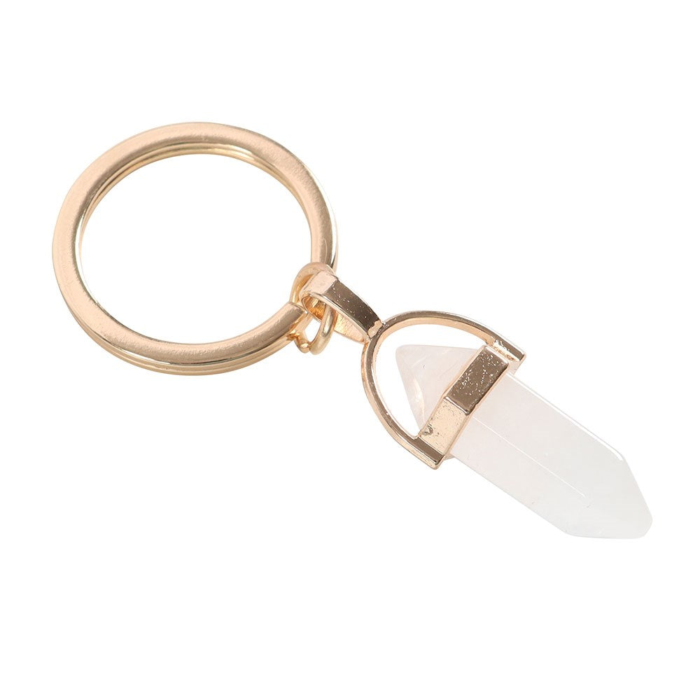 Clear Quartz Crystal Keyring
