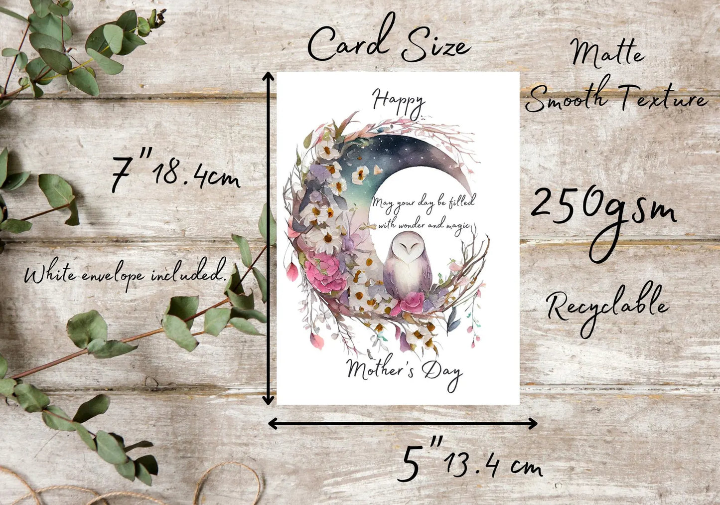 Elegant Moon and Owl Design Mother’s Day Card