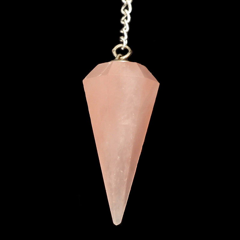 Faceted Rose Quartz Crystal Pendulum