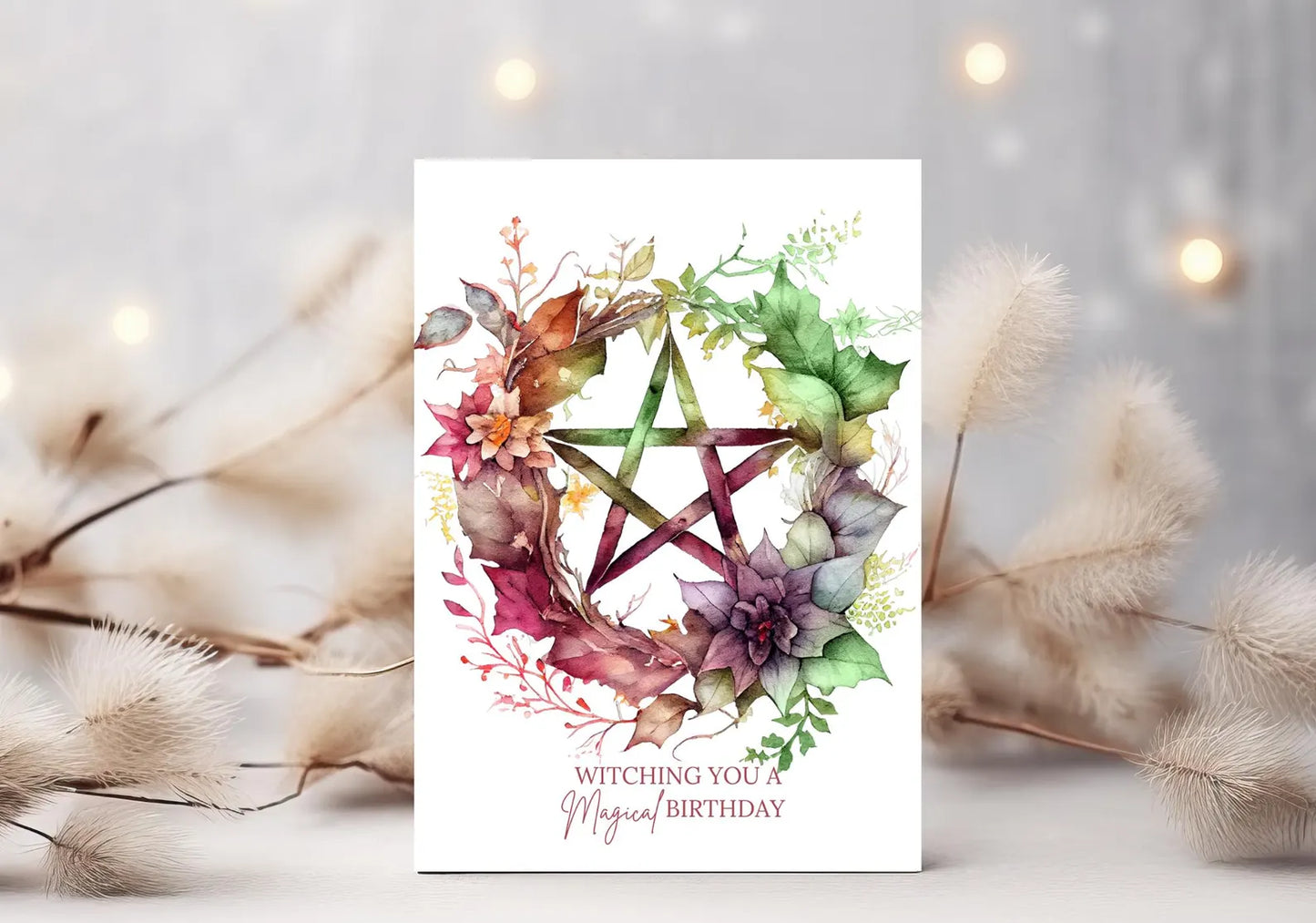 Floral Pentagram Birthday Card