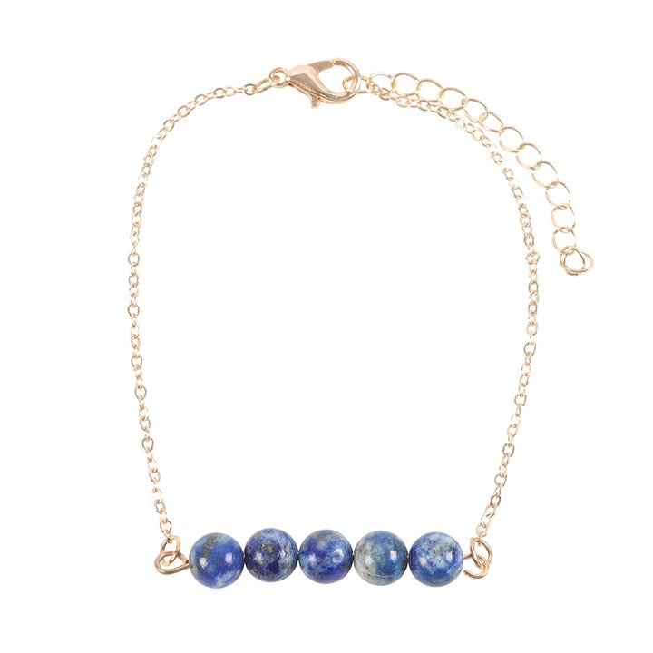 Lapis Lazuli Crystal Beaded Chain Bracelet