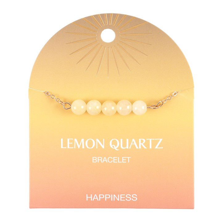 Lemon Quartz Crystal Beaded Chain Bracelet