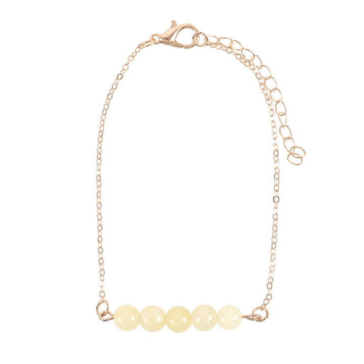Lemon Quartz Crystal Beaded Chain Bracelet