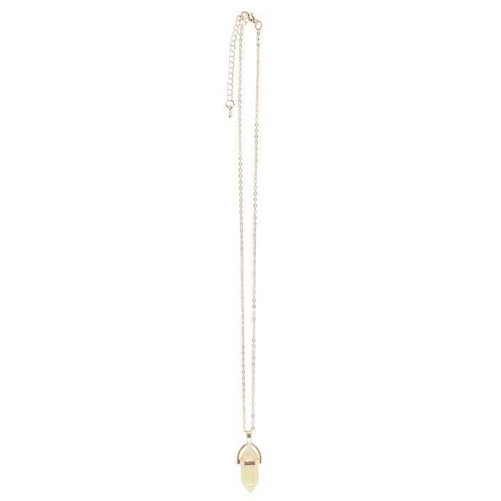 Lemon Quartz Crystal Pendant Necklace