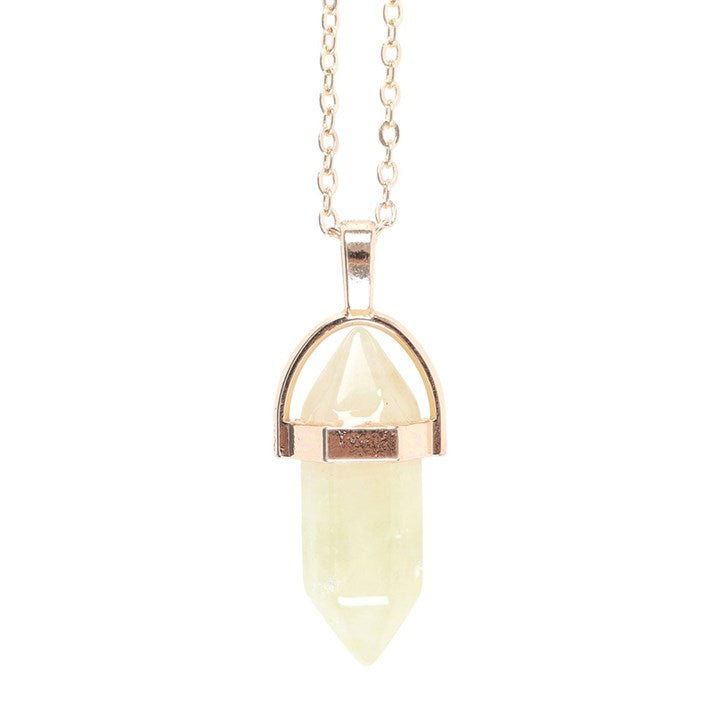 Lemon Quartz Crystal Pendant Necklace