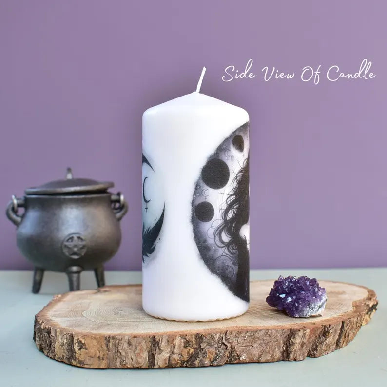 Goddess Lilith Decoupage Candle