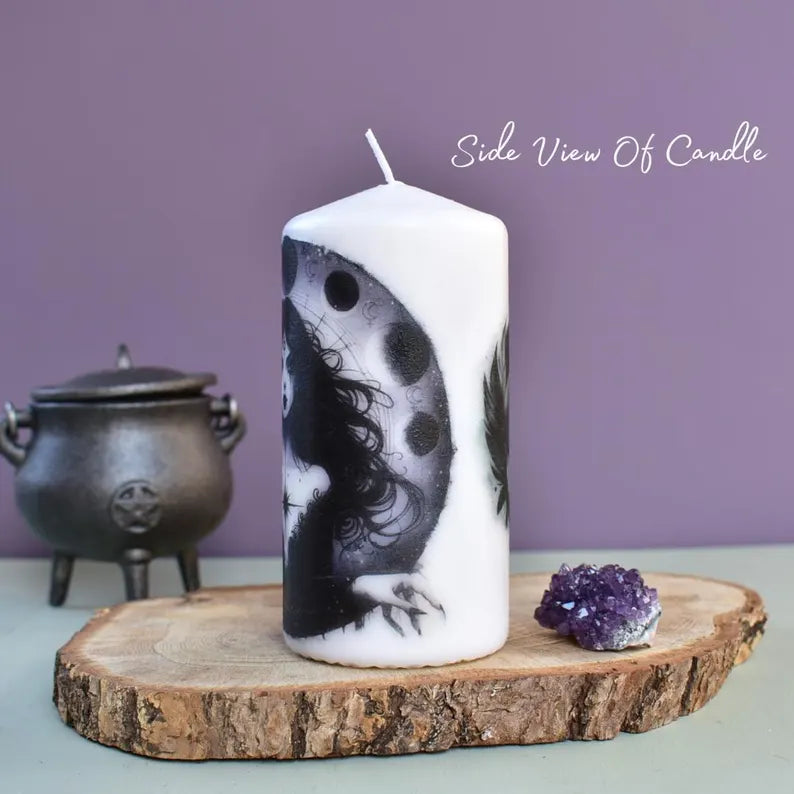 Goddess Lilith Decoupage Candle