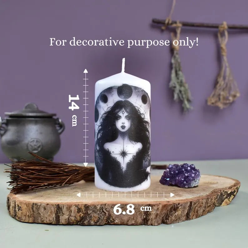 Goddess Lilith Decoupage Candle