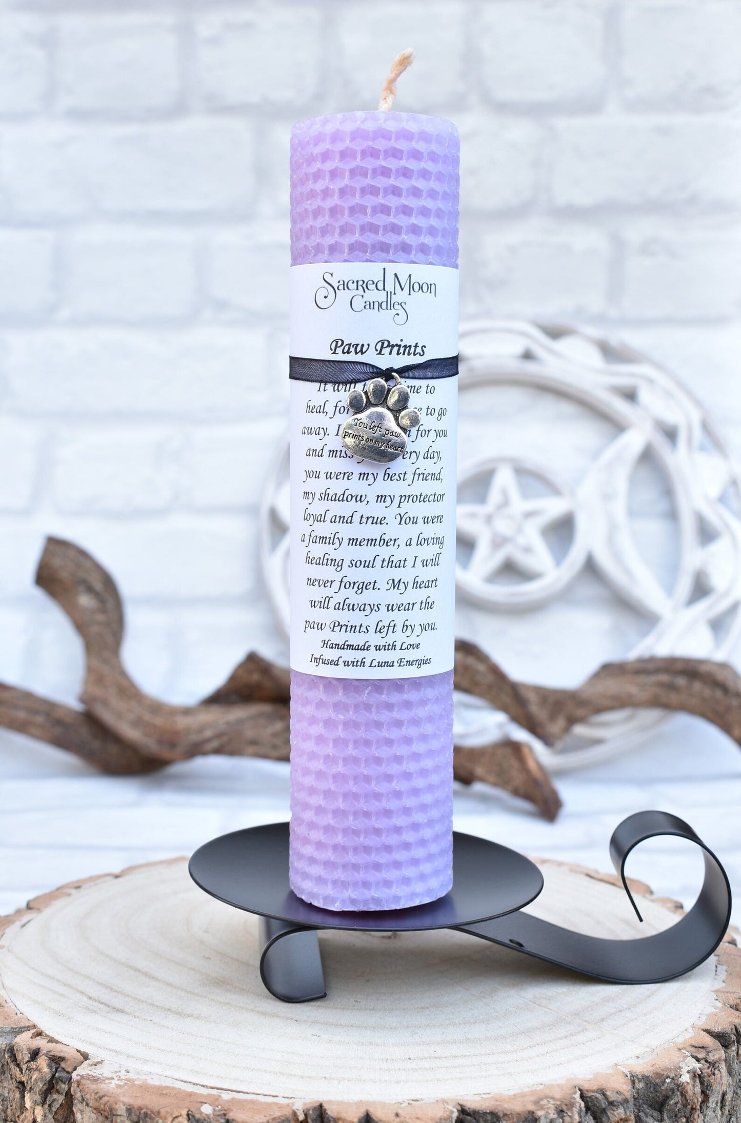 Paw Prints Remembrance Beeswax Candle