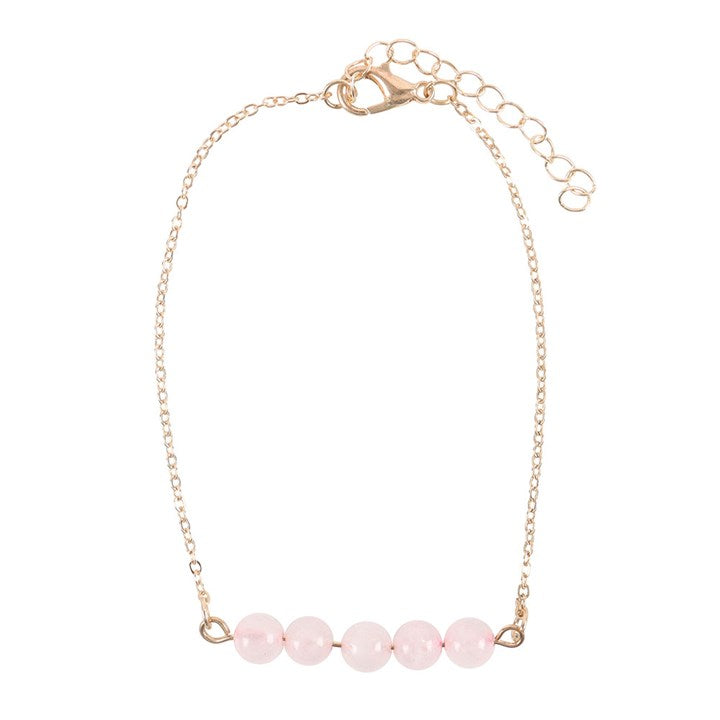 Rose Quartz Crystal Beaded Chain Bracelet