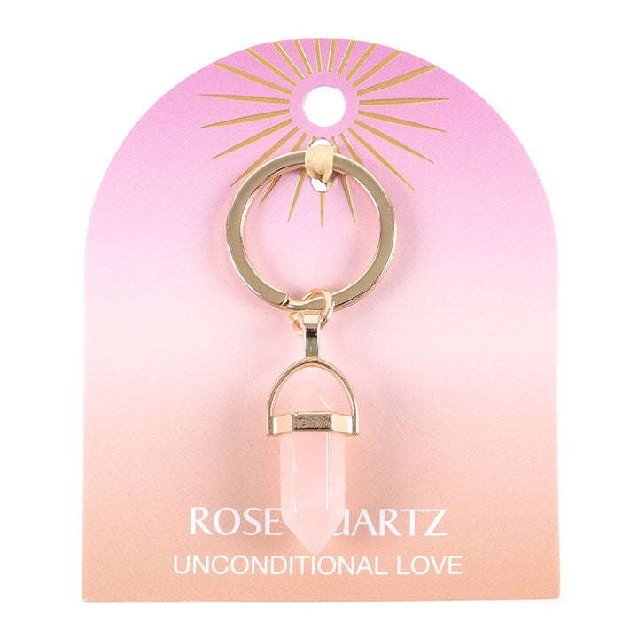 Rose Quartz Crystal Keyring