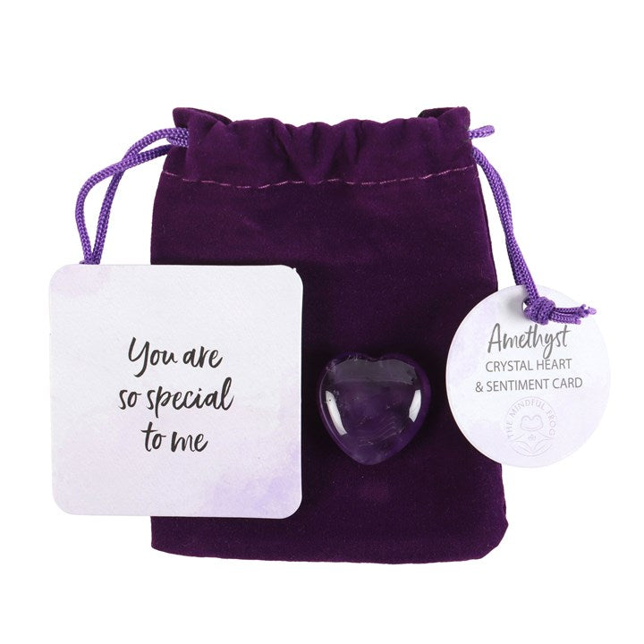 Amethyst Crystal Heart in a Bag