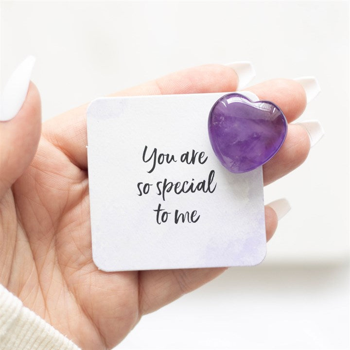Amethyst Crystal Heart in a Bag