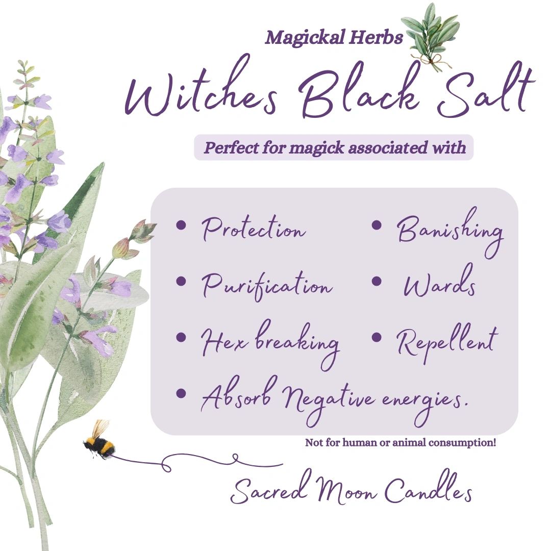 Witches Black Salt, perfect for witchcraft protection rituals and spiritual well-being supplies.