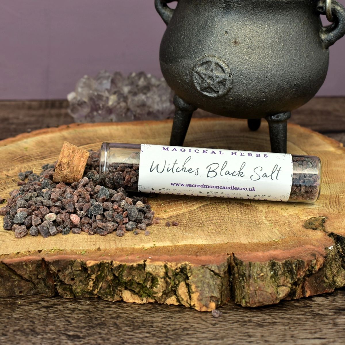 Witches Black Salt, perfect for witchcraft protection rituals and spiritual well-being supplies.