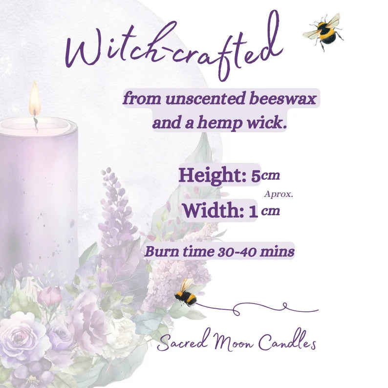 Mini Spell Candle Kit and A Mini Candle Holder with Booklet and Colour Chart, Witch Starter Kit with 16 Coloured Beeswax Spell Candles