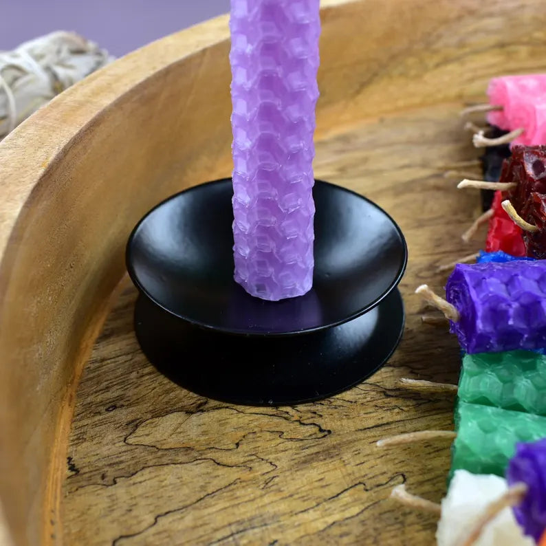 Spell Candle Kit with a Small Candle Holder, 28 Small Coloured Beeswax Candles, Witch Starter Kit, Wiccan Supplies, Pagan Gift