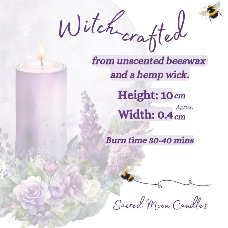 Spell Candle Kit with a Small Candle Holder, 28 Small Coloured Beeswax Candles, Witch Starter Kit, Wiccan Supplies, Pagan Gift