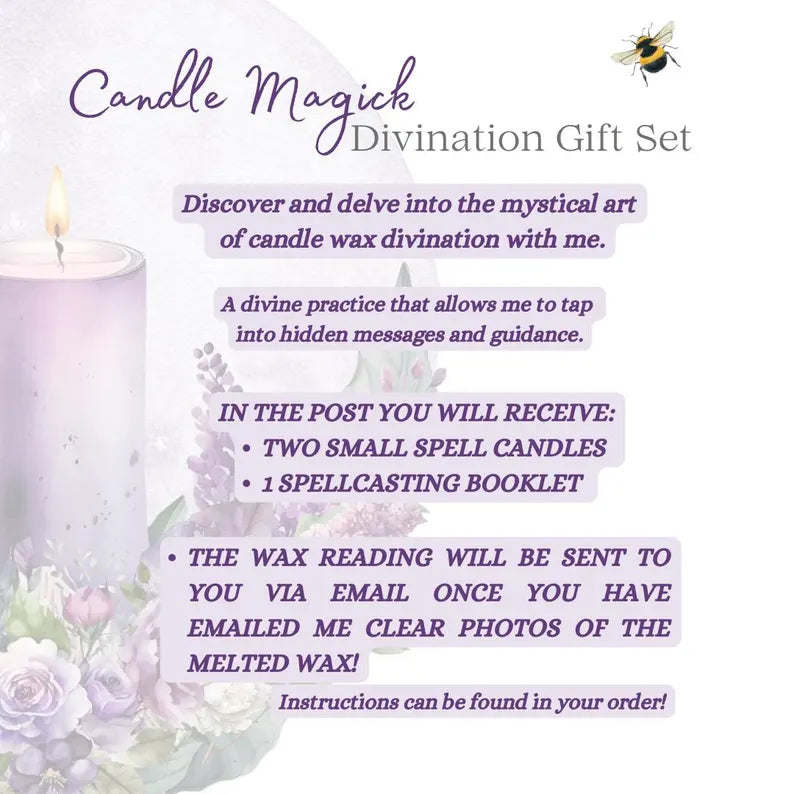 Candle Magic Divination Gift Set Includes an in-depth Candle Wax Divination Reading via Email, 2 Spell Candles and a Spellcasting Booklet