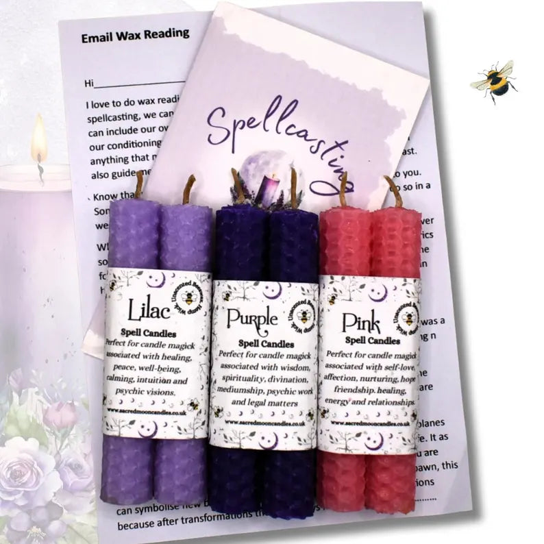 Candle Magic Divination Gift Set Includes an in-depth Candle Wax Divination Reading via Email, 2 Spell Candles and a Spellcasting Booklet