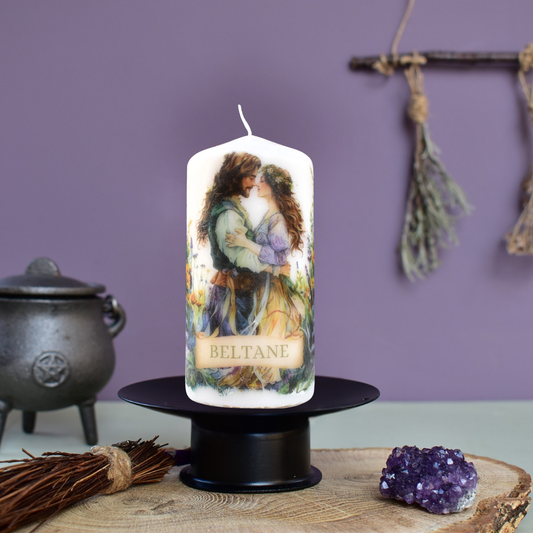 BELTANE RITUAL DECOUPAGE CANDLE