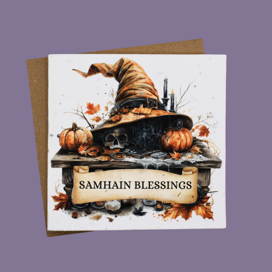 SAMHAIN SABBAT WITCHES HAT GREETINGS CARD