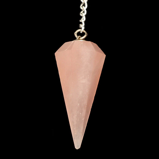Faceted Rose Quartz Crystal Pendulum