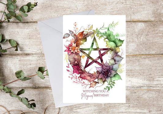 Floral Pentagram Birthday Card
