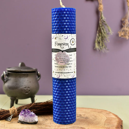 Forever Remembrance Beeswax Candle with an optional Black Chamberstick Candles Holder