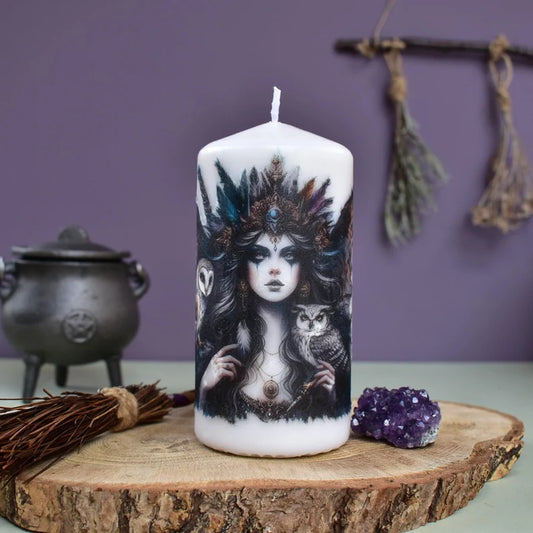 Goddess Hecate Decoupage Candle