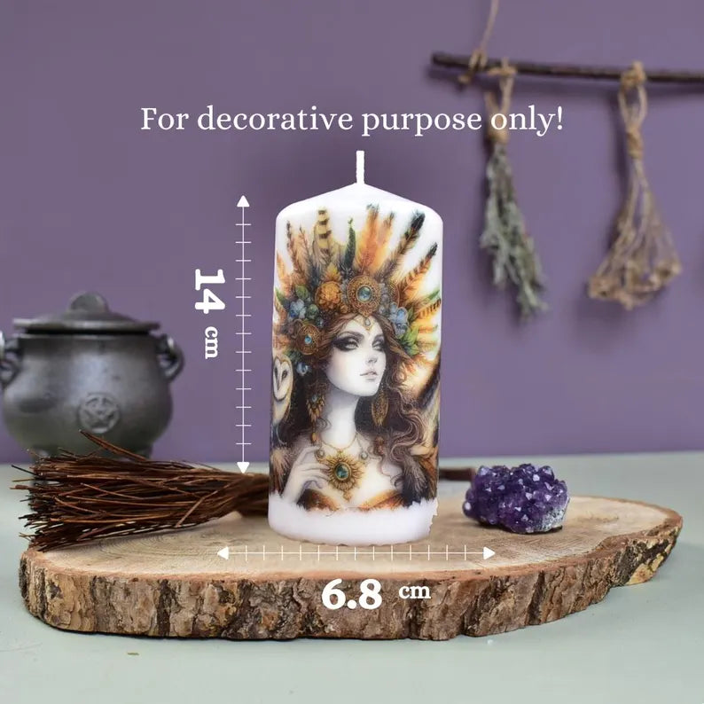 Goddess Hecate Decoupage Candle