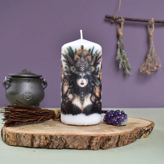 Goddess Hecate Decoupage Candle