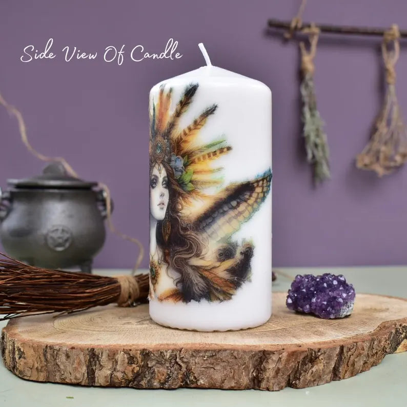 Goddess Hecate Decoupage Candle