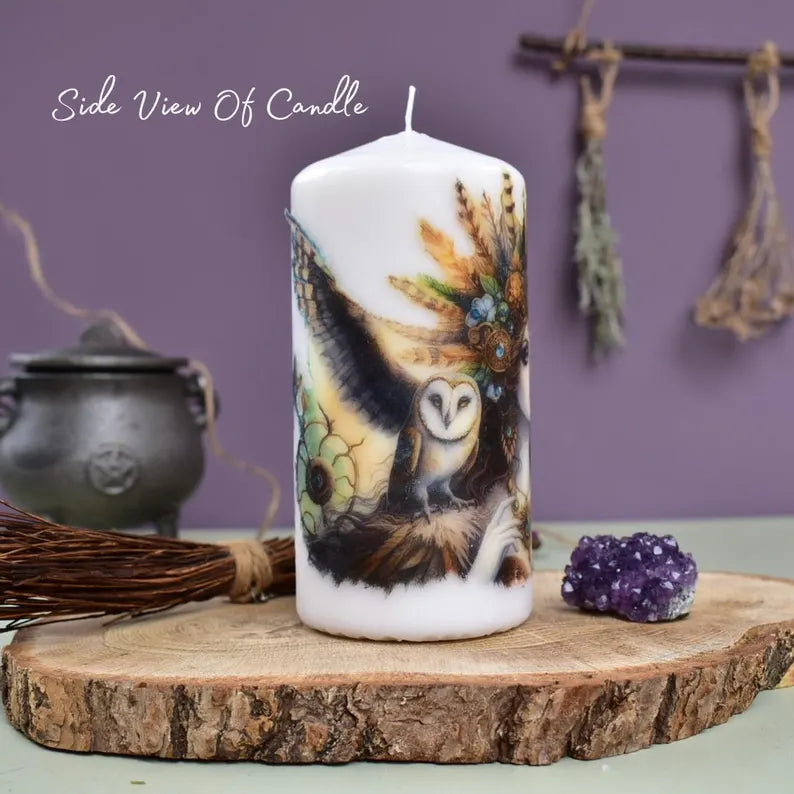 Goddess Hecate Decoupage Candle