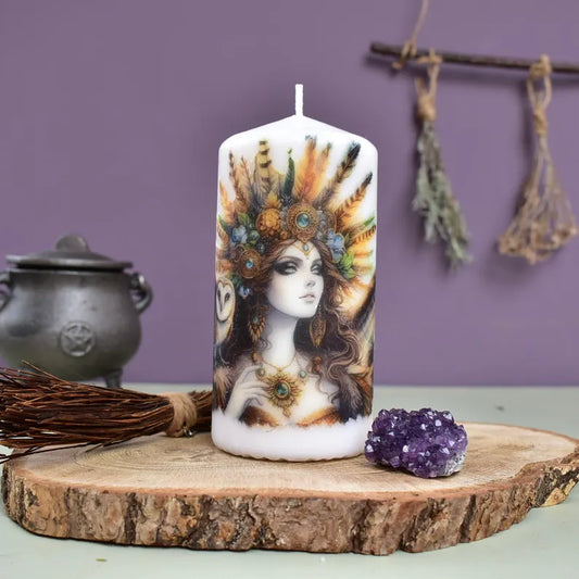 Goddess Hecate Decoupage Candle