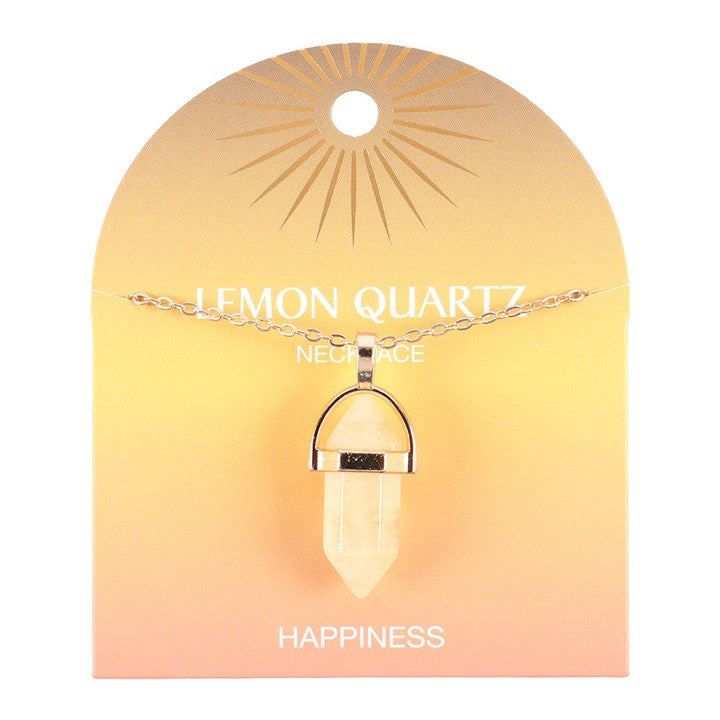 Lemon Quartz Crystal Pendant Necklace