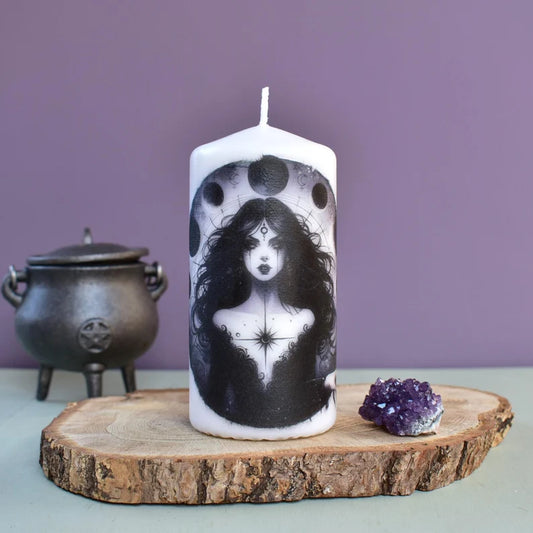 Goddess Lilith Decoupage Candle