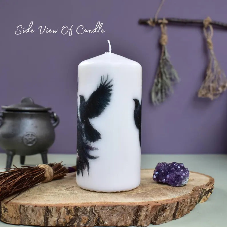 Gothic Style Goddess Morrigan Decoupage Candle