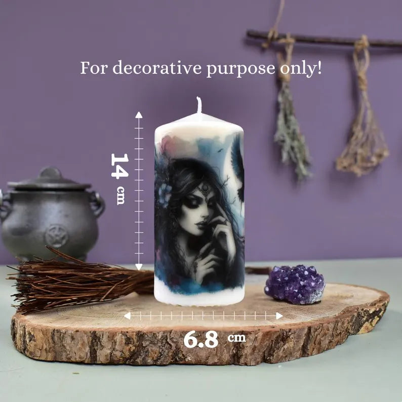 Goddess Selene Decoupage Candle