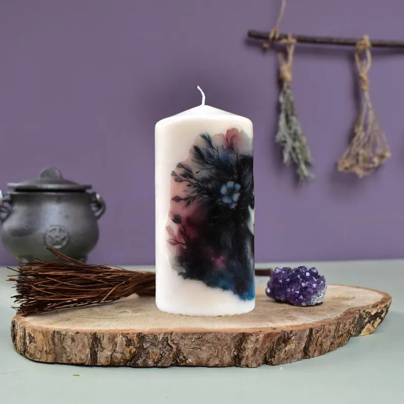 Goddess Selene Decoupage Candle