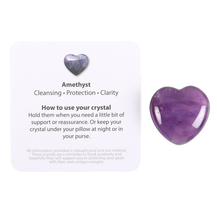 Amethyst Crystal Heart in a Bag