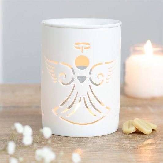 White Ceramic Angel Cut Out Oil Burner