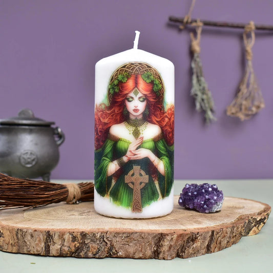 Goddess Brigid Decoupage Candle