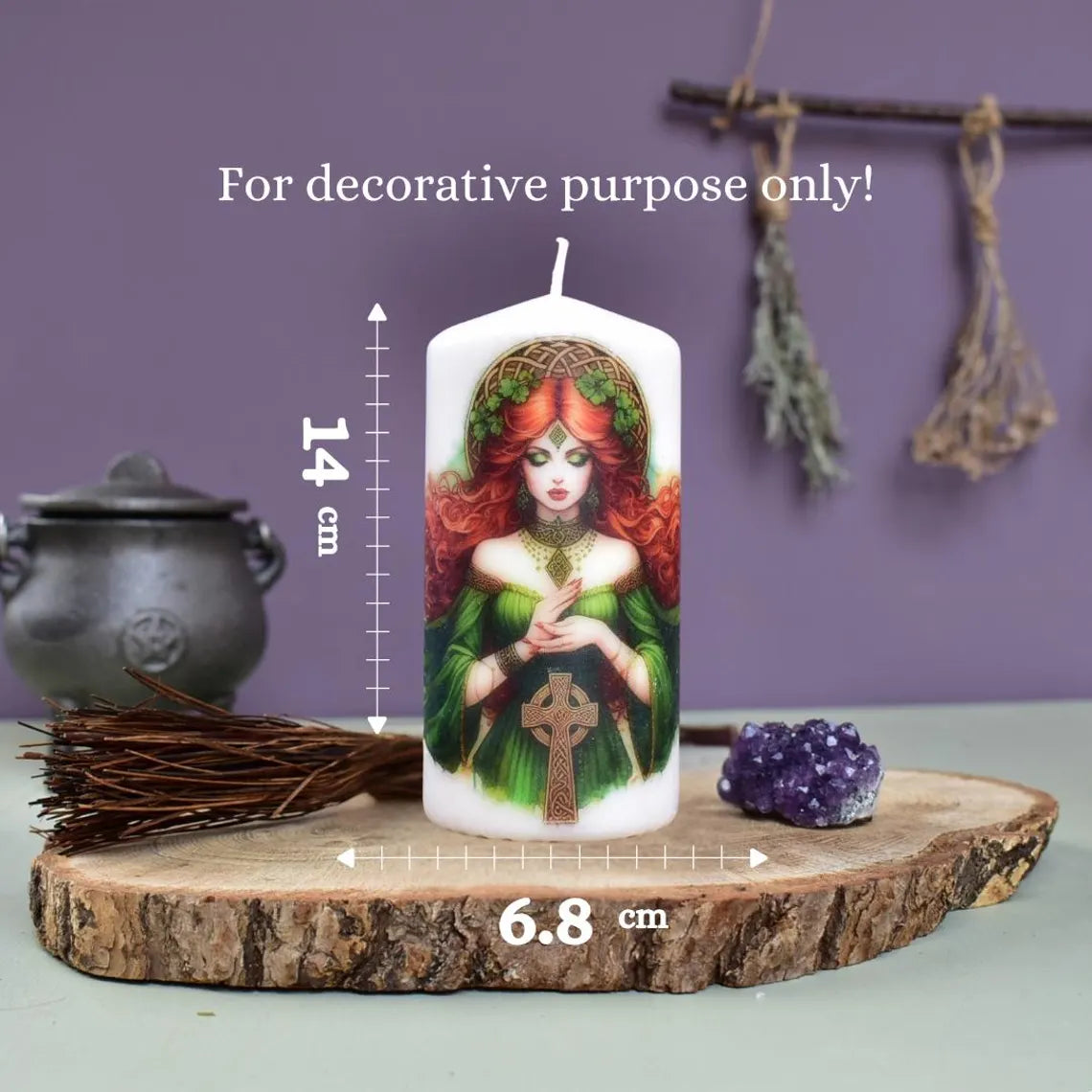 Goddess Brigid Decoupage Candle