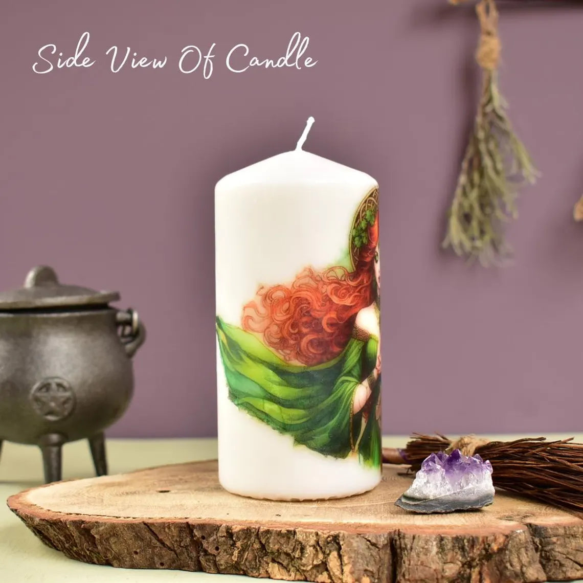 Goddess Brigid Decoupage Candle