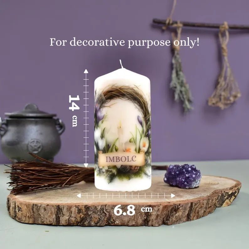 Imbolc Decoupage Candle